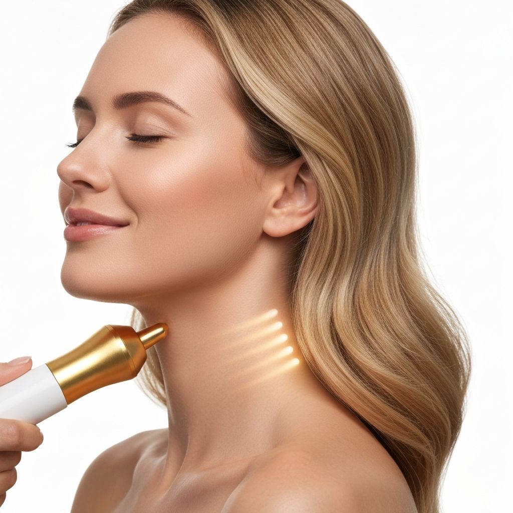 Professional RF double lifting treatment in progress